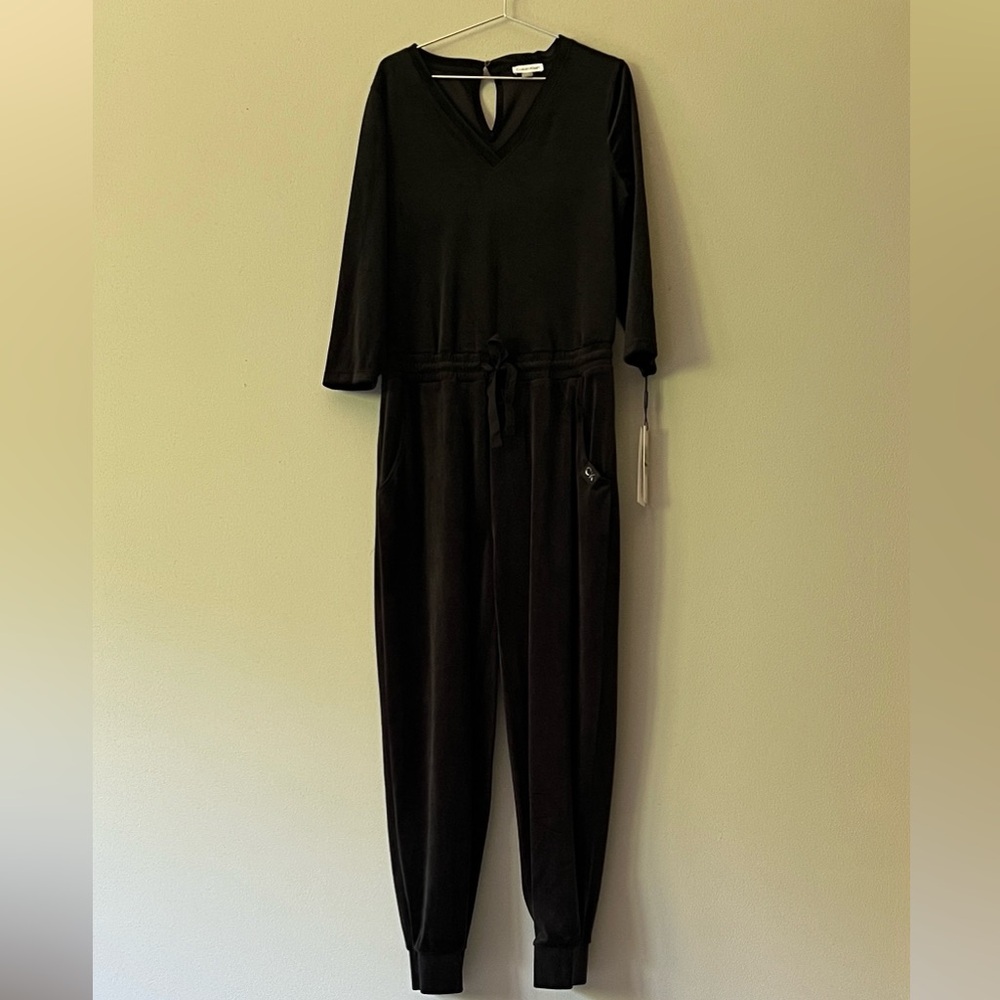 CALVIN KLEIN Black Long Sleeve velvet Jumpsuit